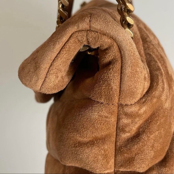 ❤️SOLD❤️ Yves Saint Laurent AUTHENTIC PUFFER SMALL CHAIN BAG IN QUILTED SUEDE - Picture 4 of 8